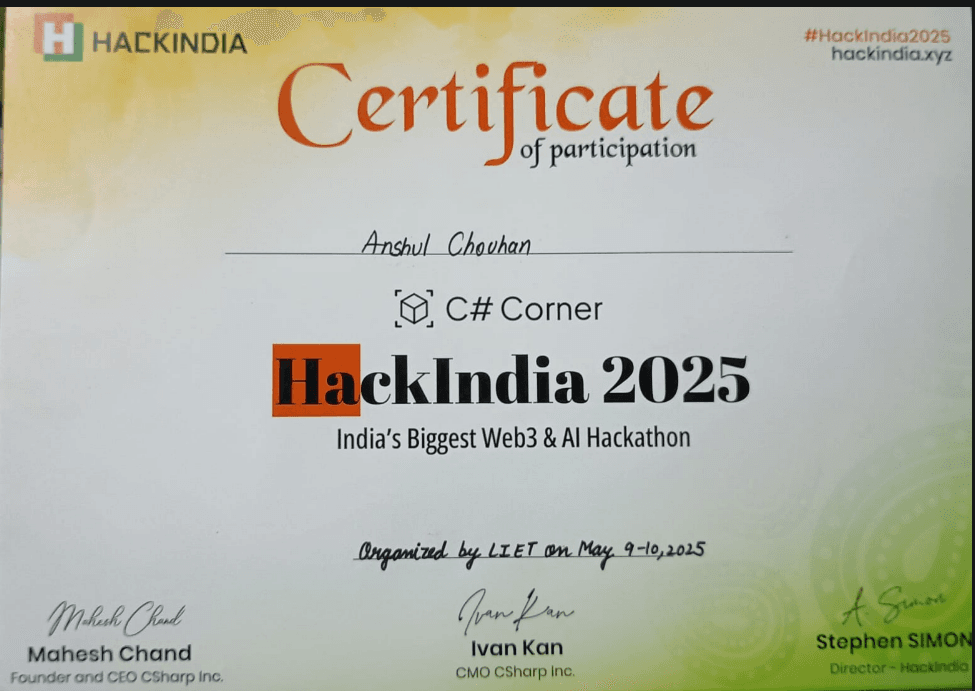 HackIndia Participant